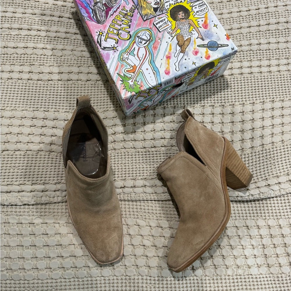 Jeffery Campbell Rose Beige Suede Booties